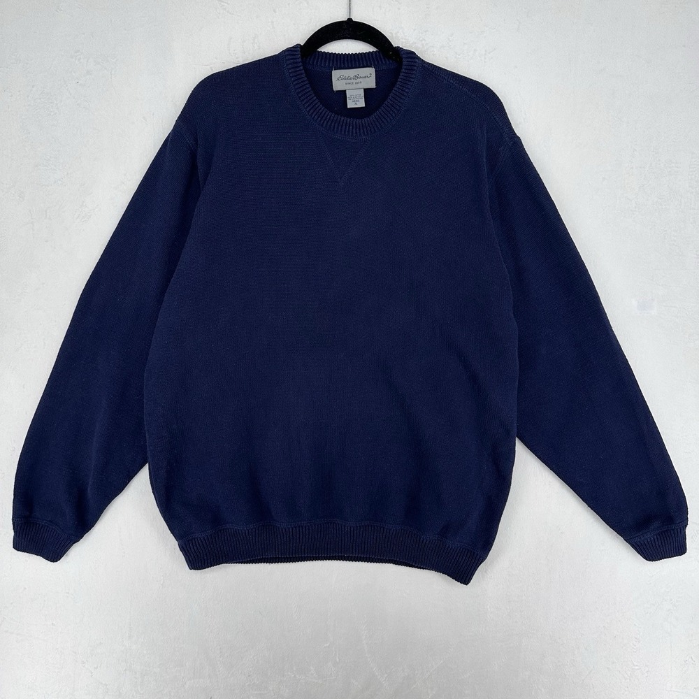 Vintage Eddie Bauer Sweater Mens Size XL Navy Blue Crewneck‎ 100% Cotton 90s